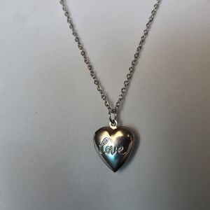 Silvertone Heart Pendant Necklace